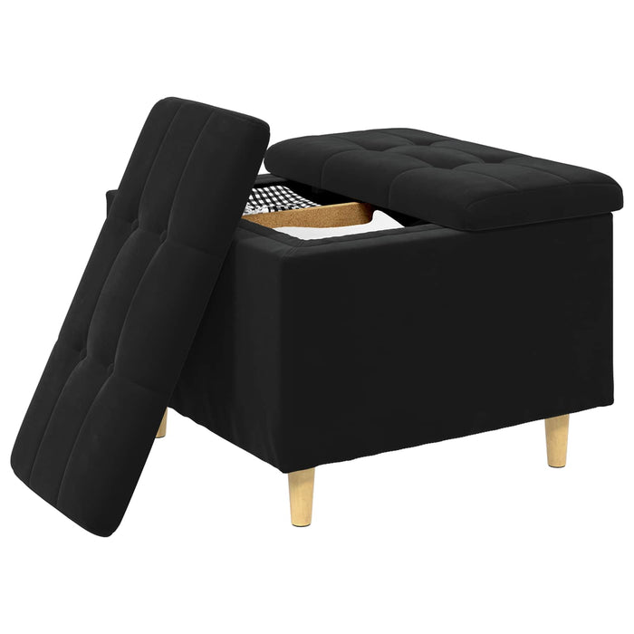 Sgabello Button con cuscino Nero 60 x 60 x 45 cm Velluto 876829