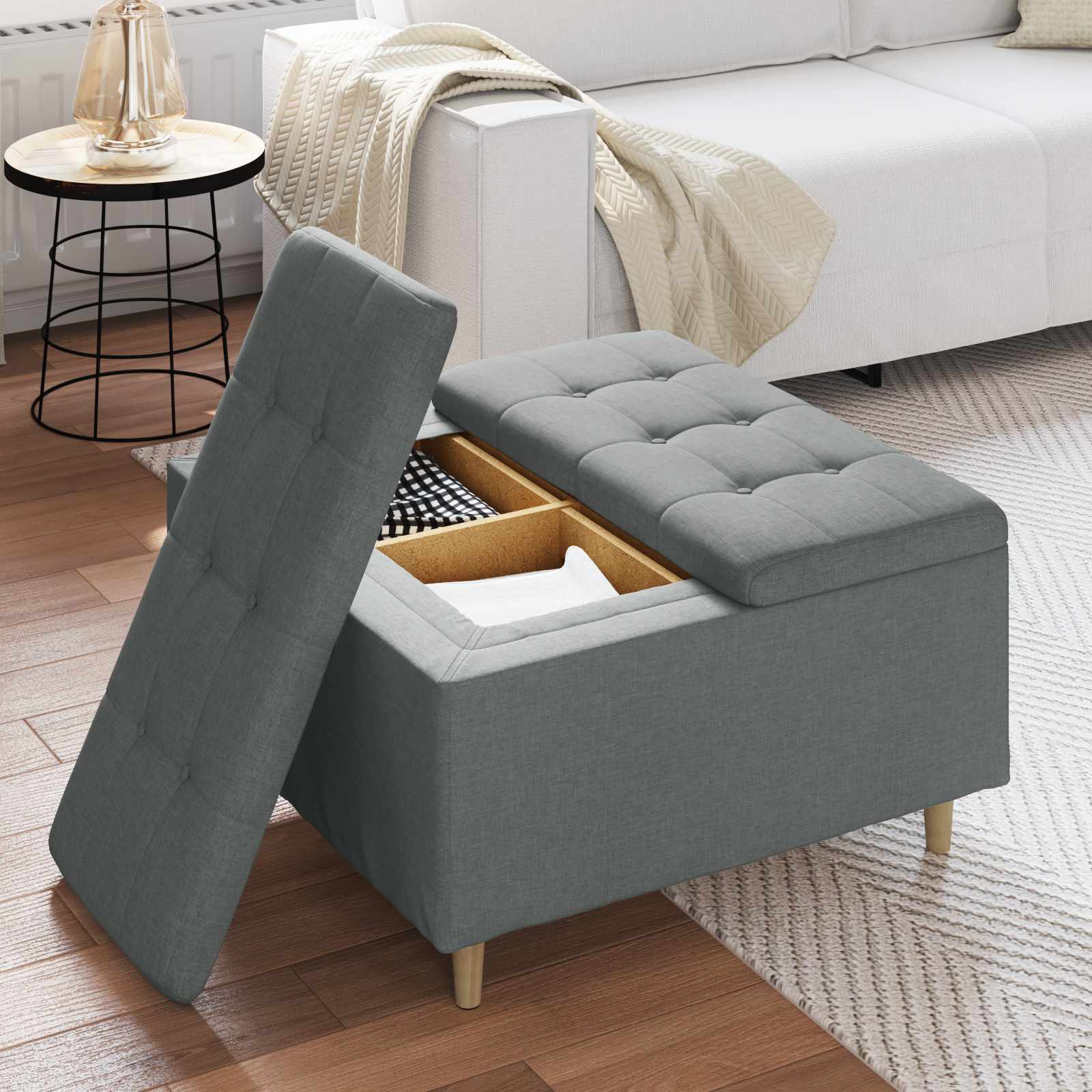 Sgabello Button Grigio scuro 80 x 80 x 45 cm Tessuto 876834