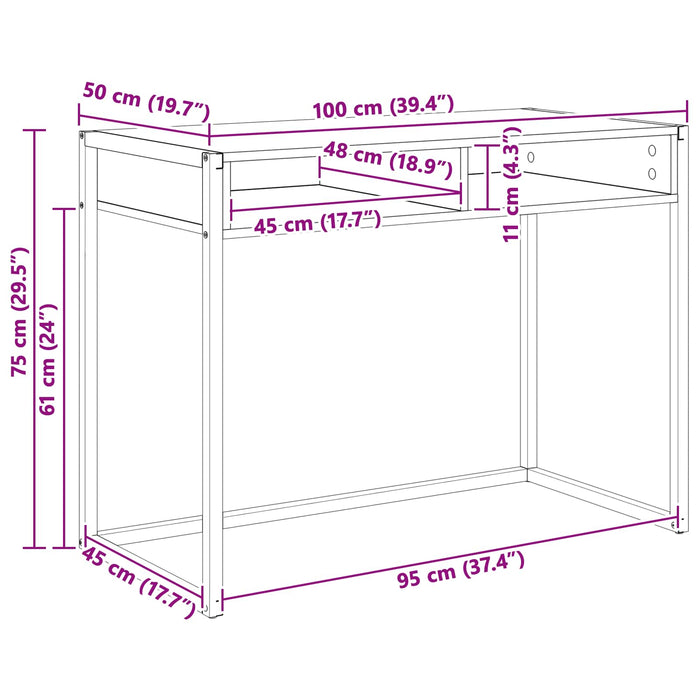 Scrivania Quercia Fumosa 100 x 50 x 75 cm Legno multistrato 886476
