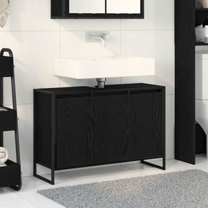 Mobile da Bagno Rovere Nero 90 x 30 x 60 cm Legno multistrato 886480