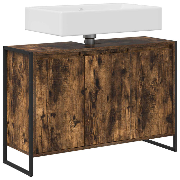 Mobile da Bagno con porta Quercia Fumosa 90 x 30 x 60 cm 886482