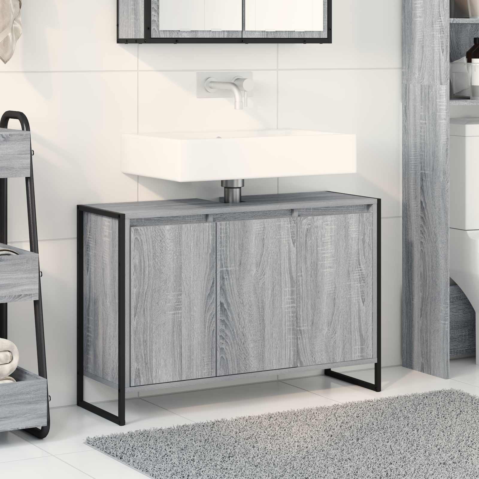 Mobile da Bagno Grigio Sonoma 90 x 30 x 60 cm Legno multistrato 886483