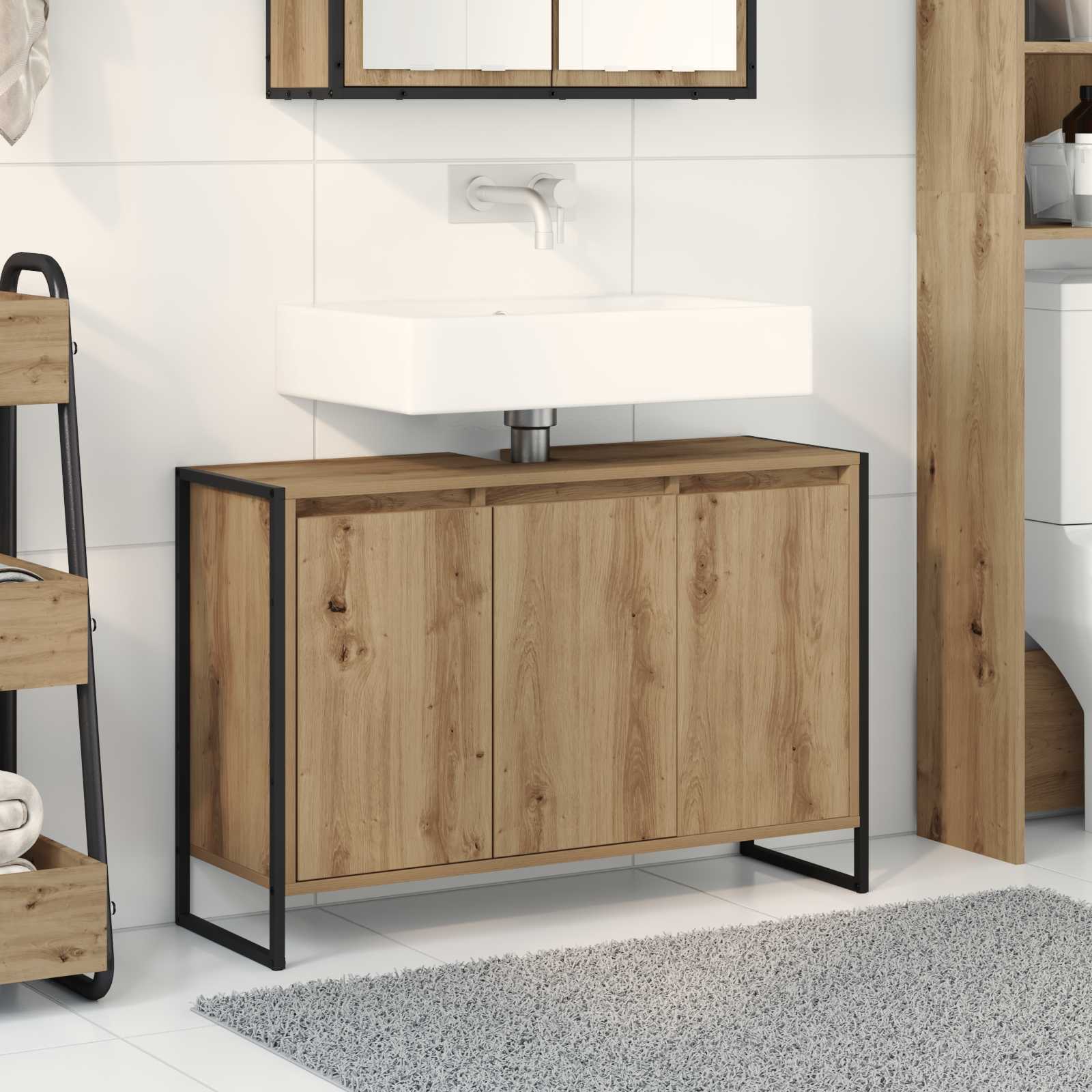 Mobile da Bagno con porta Rovere Artigianale 90 x 30 x 60 cm 886485