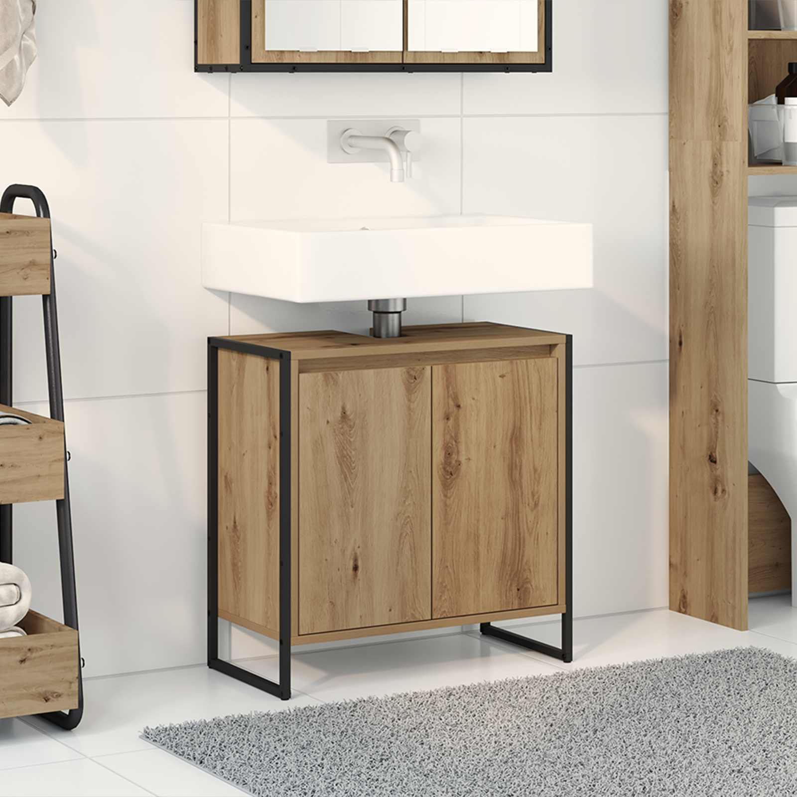 Mobile da Bagno con porta Rovere Artigianale 60 x 30 x 60 cm 886491