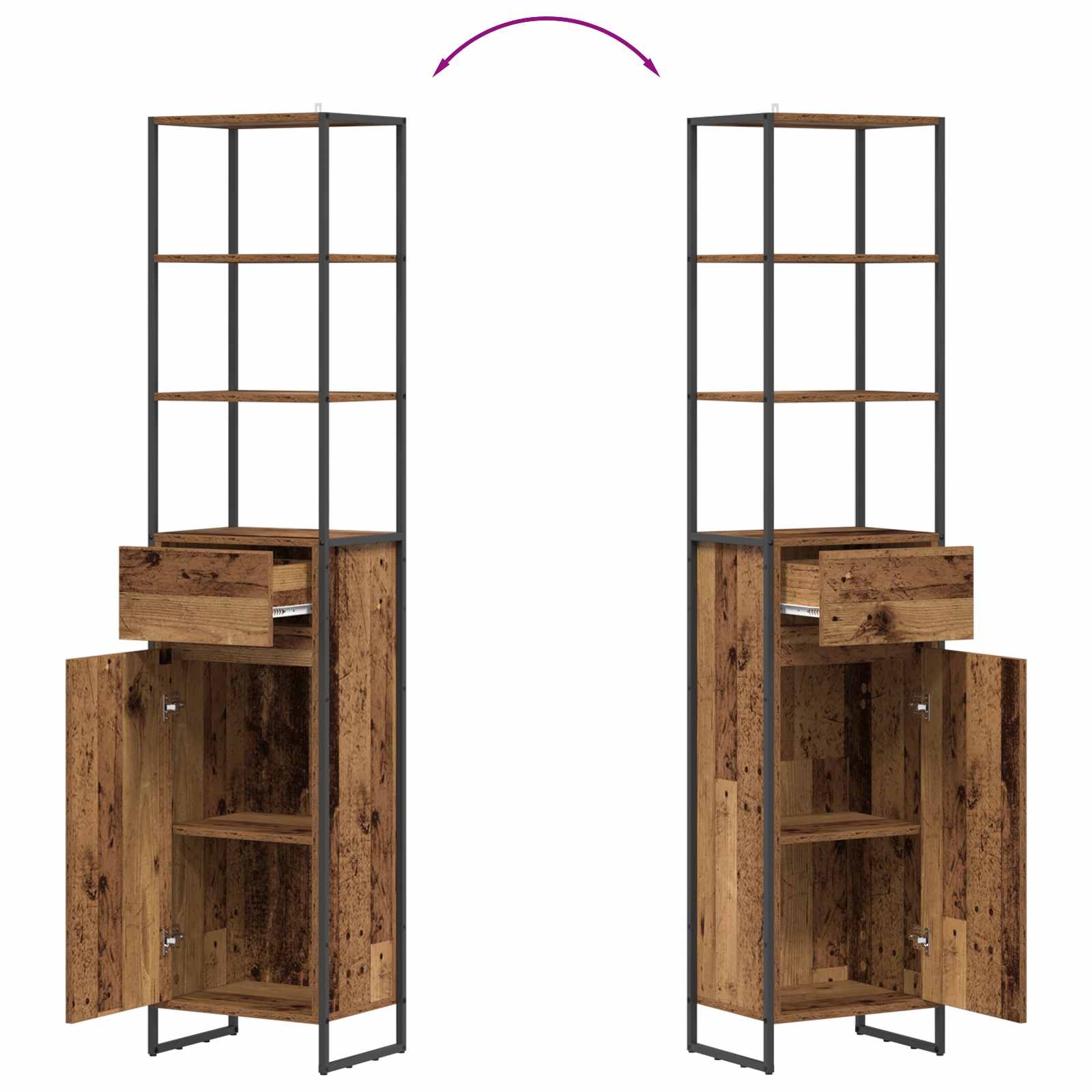 Mobile da Bagno con cassetto Legno vecchio 40 x 30 x 180 cm 886496