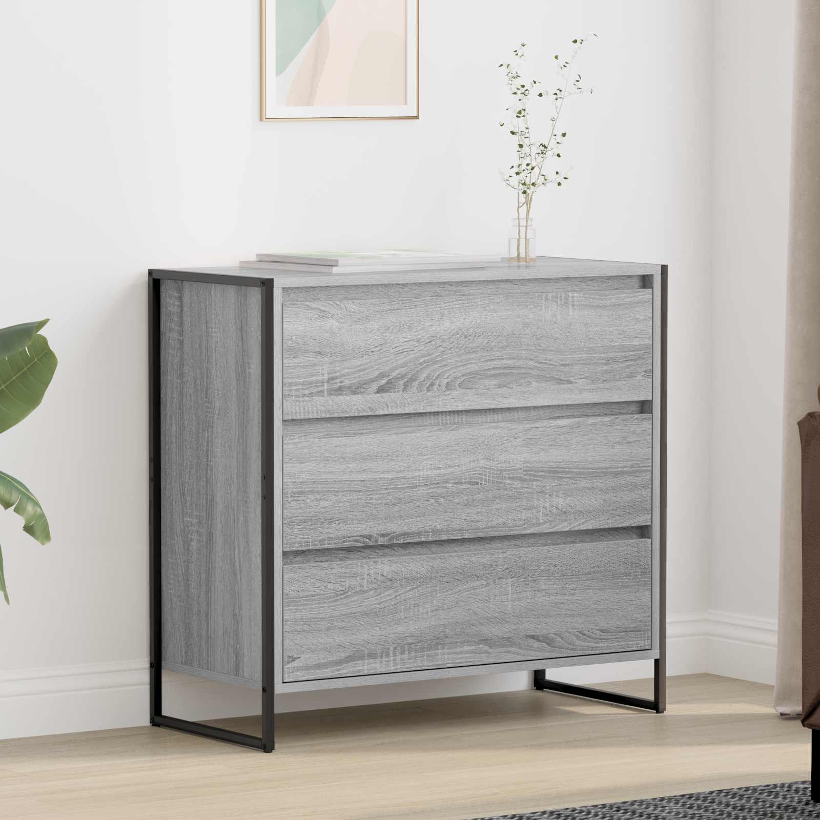 Credenza Grigio Sonoma 79 x 36 x 75.5 cm Legno multistrato 886597