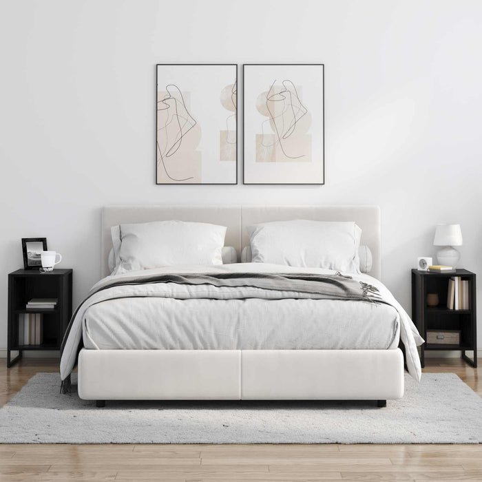 Comodino 2 pcs Rovere Nero 39.5 x 30 x 50 cm Legno multistrato 886631