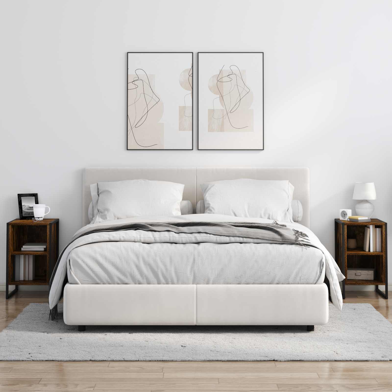 Comodino 2 pcs Rovere Fumè 39.5 x 30 x 50 cm Legno multistrato 886635