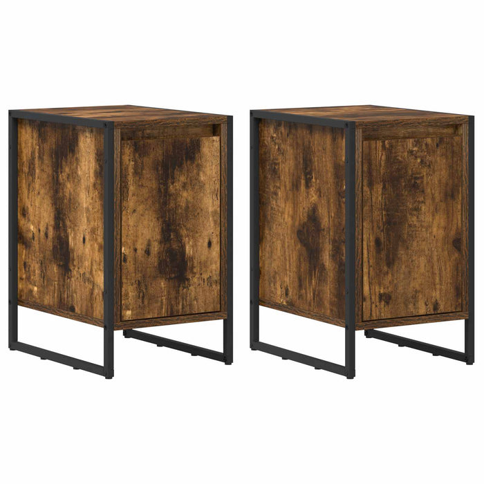 Comodino 2 pz-Set di 2 Tavolino da notte Quercia Fumosa 39,5 x 30 x 50 cm