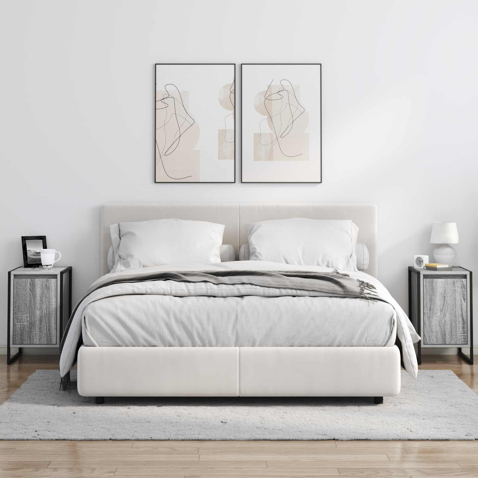 Comodino Grigio Sonoma 39,5 x 30 x 50 cm Legno multistrato 886648