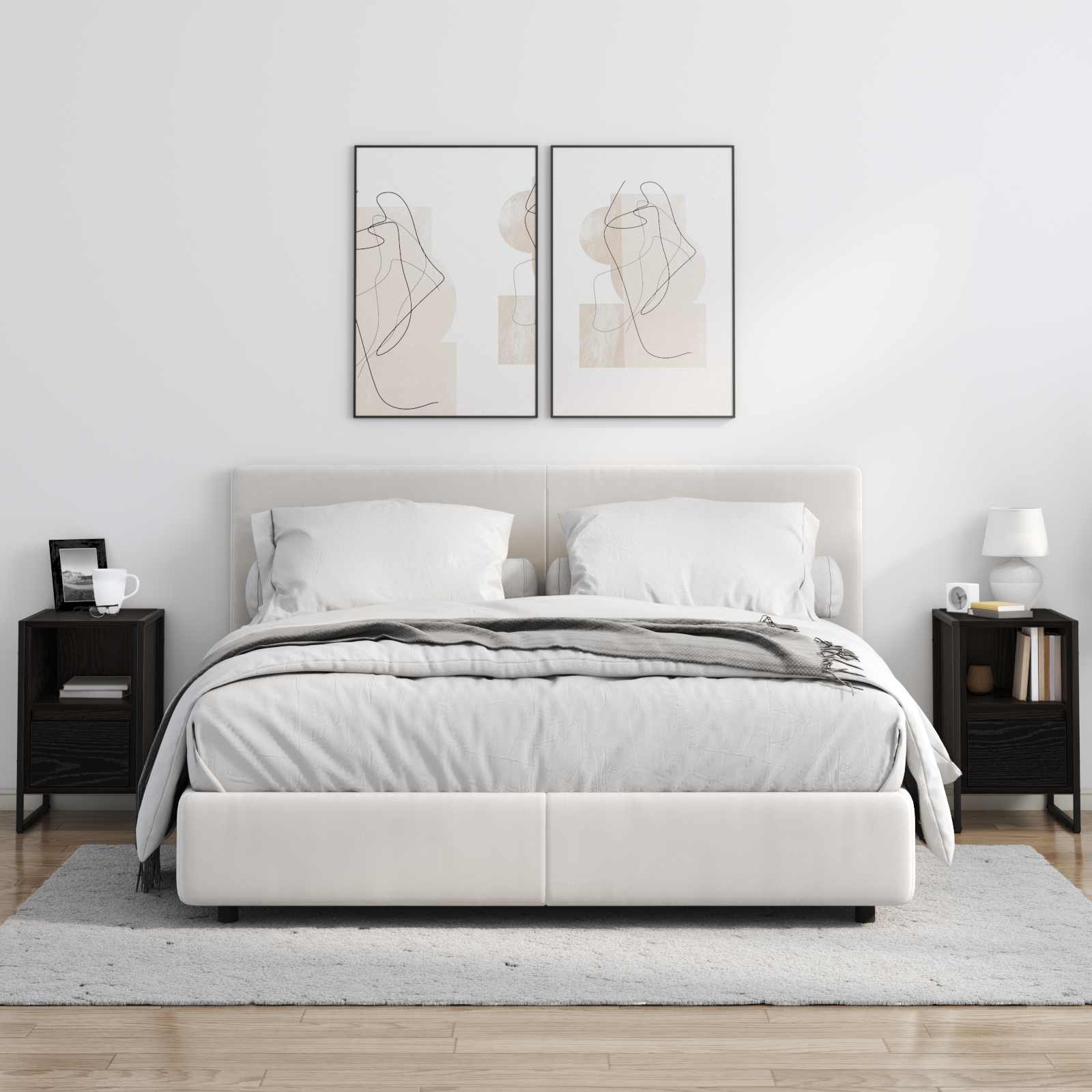 Comodino 2 pcs Rovere Nero 39,5 x 30 x 50 cm Legno multistrato 886655