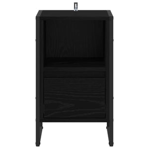 Comodino 2 pz-Set di 2 Tavolino da notte Rovere Nero 39,5 x 30 x 50 cm Legno multistrato 309164