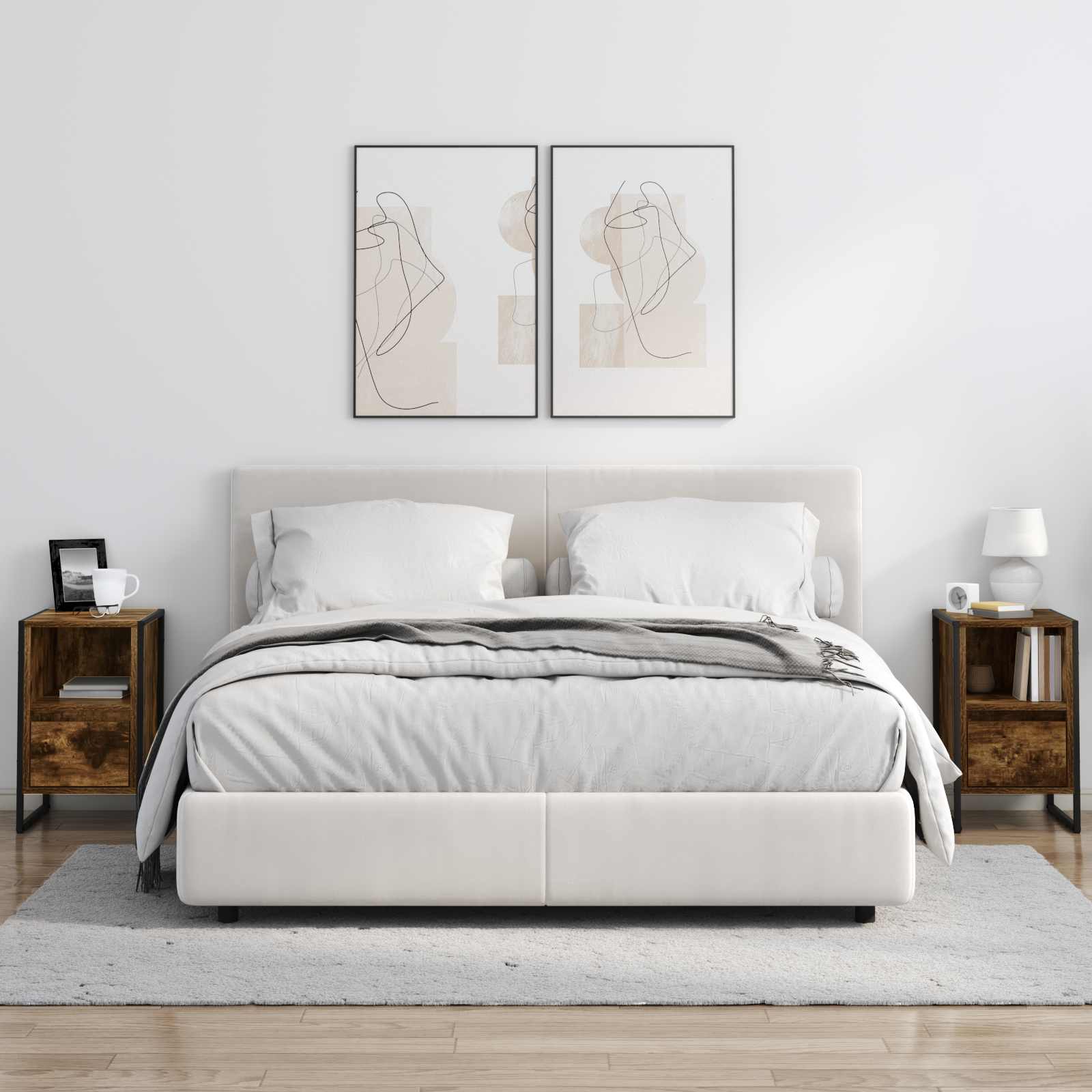 Comodino con cassetto 2 pcs Quercia Fumosa 39,5 x 30 x 50 cm 886659