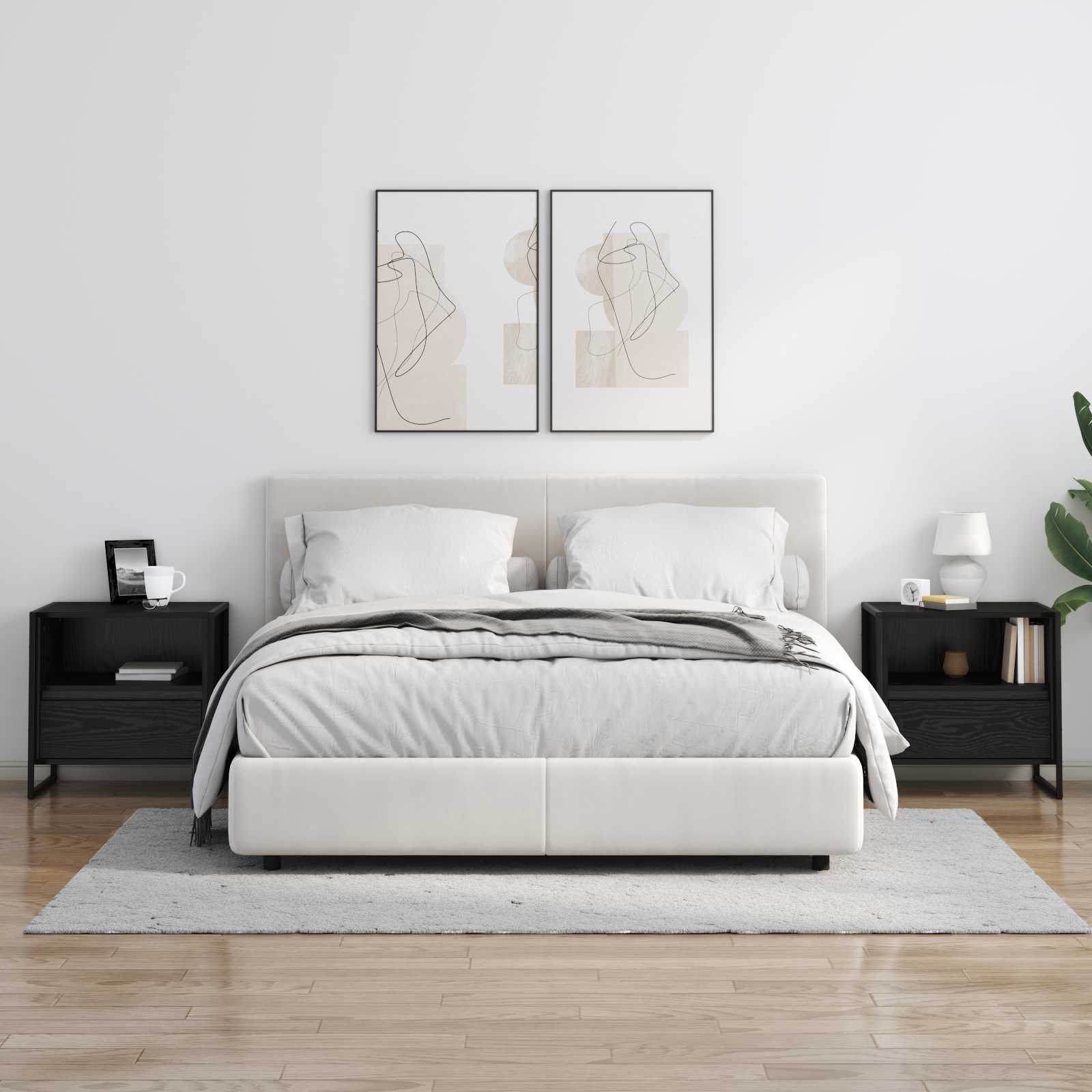 Comodino Rovere Nero 50 x 39,5 x 50 cm Legno multistrato 886666