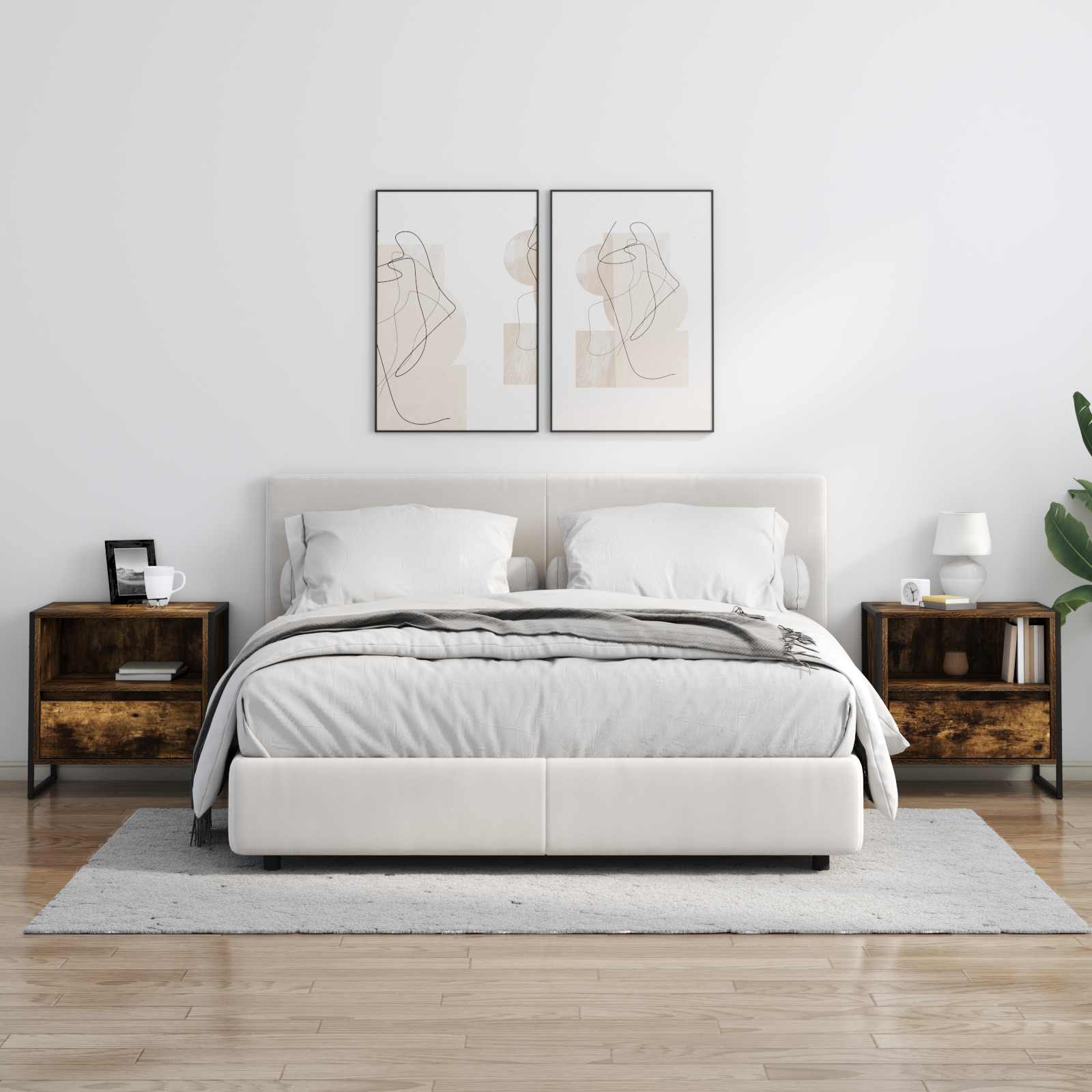 Comodino con cassetto 2 pcs Quercia Fumosa 50 x 39,5 x 50 cm 886671