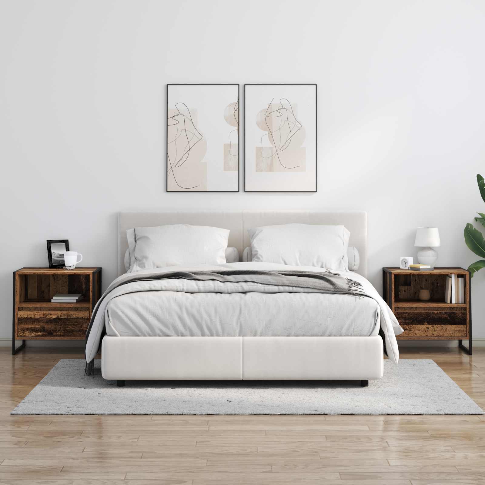 Comodino con cassetto 2 pcs Legno vecchio 50 x 39,5 x 50 cm 886675