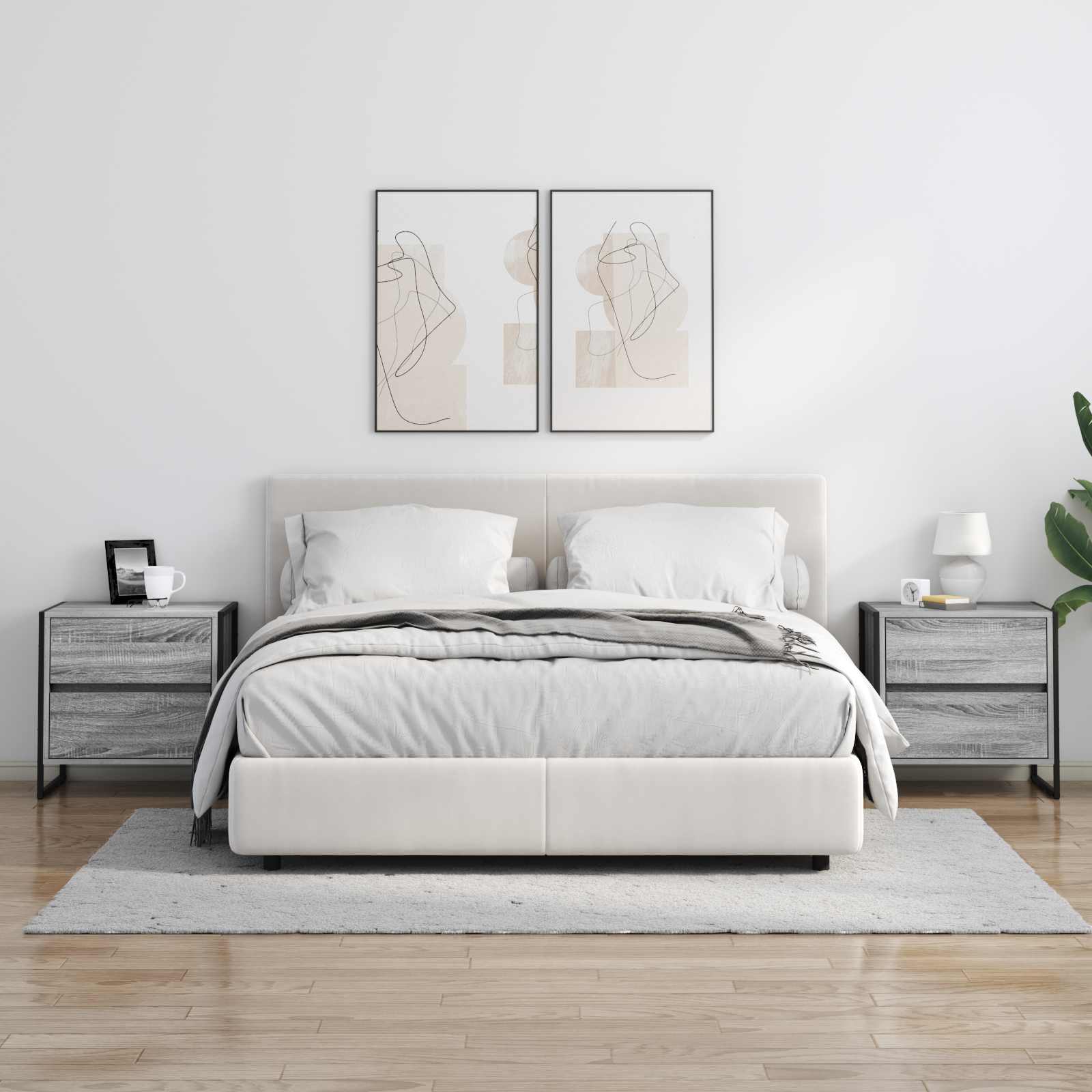 Comodino Grigio Sonoma 50 x 39.5 x 50 cm Legno multistrato 886684