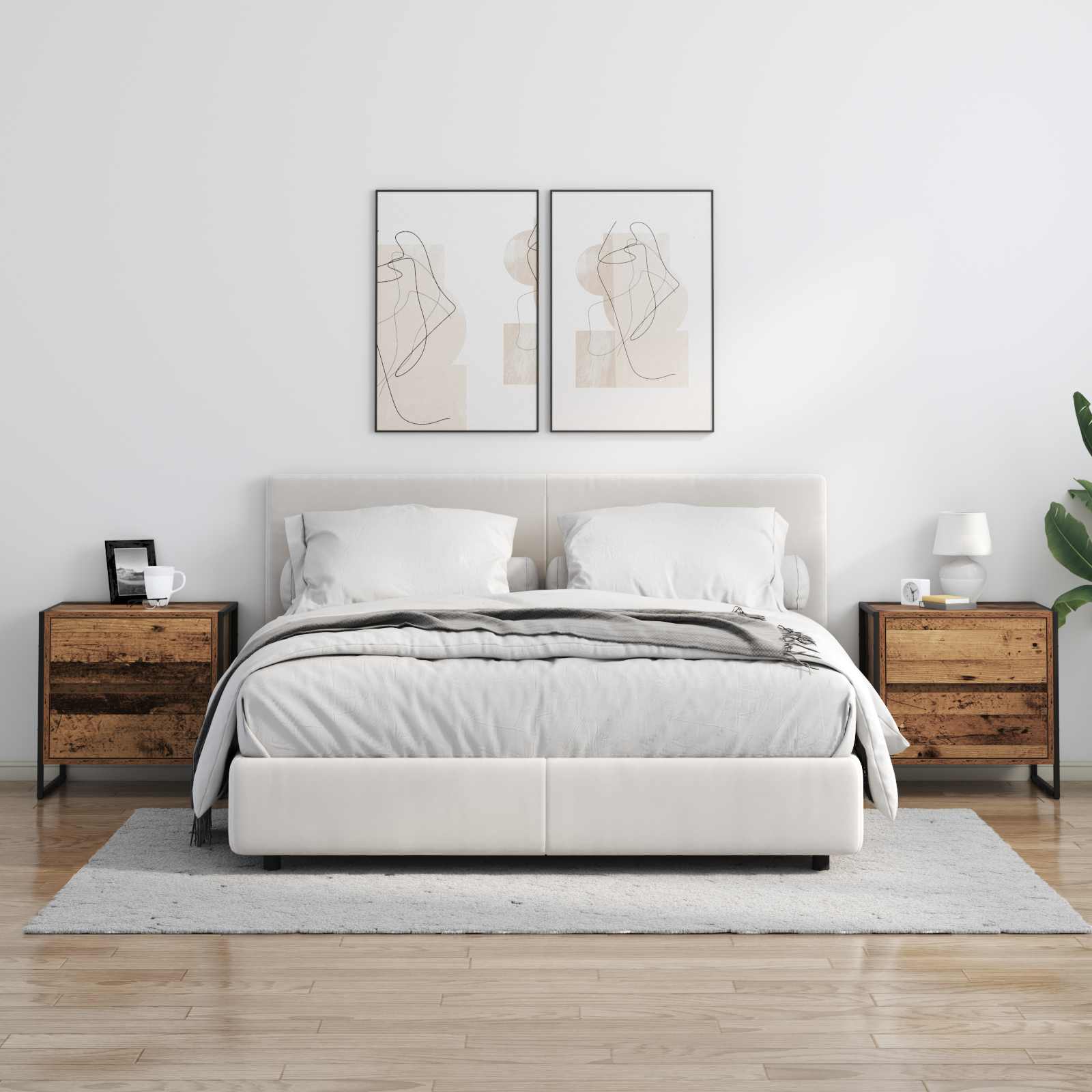 Comodino con cassetto 2 pcs Legno vecchio 50 x 39.5 x 50 cm 886687