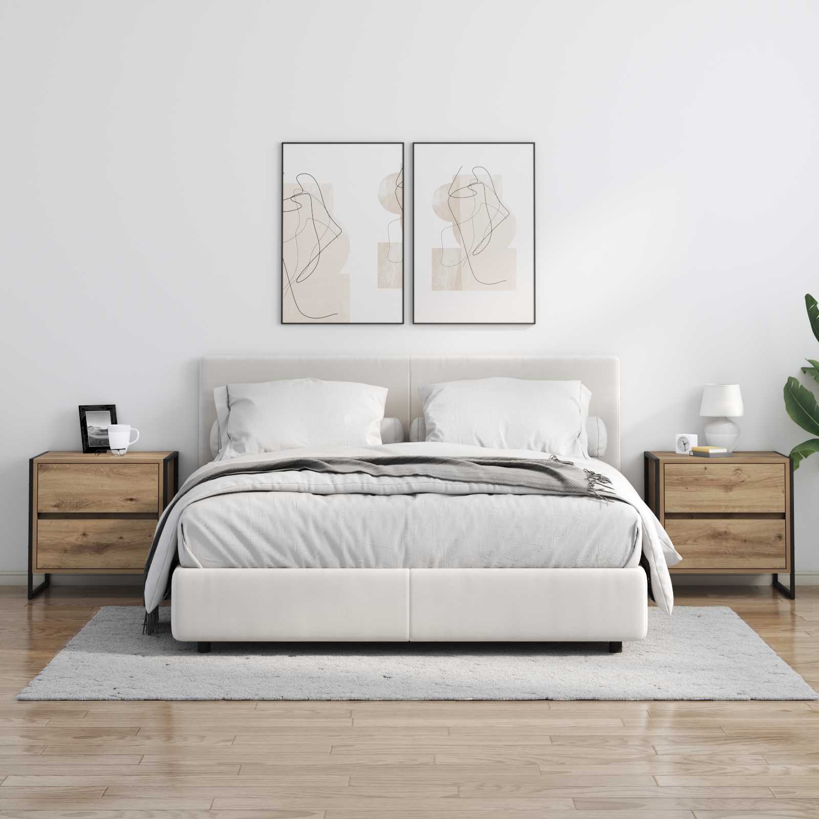 Comodino 2 pcs Rovere Artigianale 50 x 39.5 x 50 cm 886689