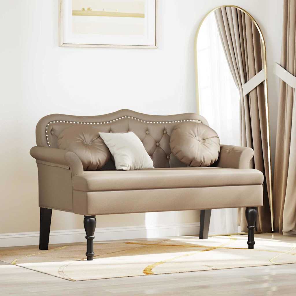 Panca Chesterfield con cuscino Cappuccino 120,5 x 65 x 75 cm