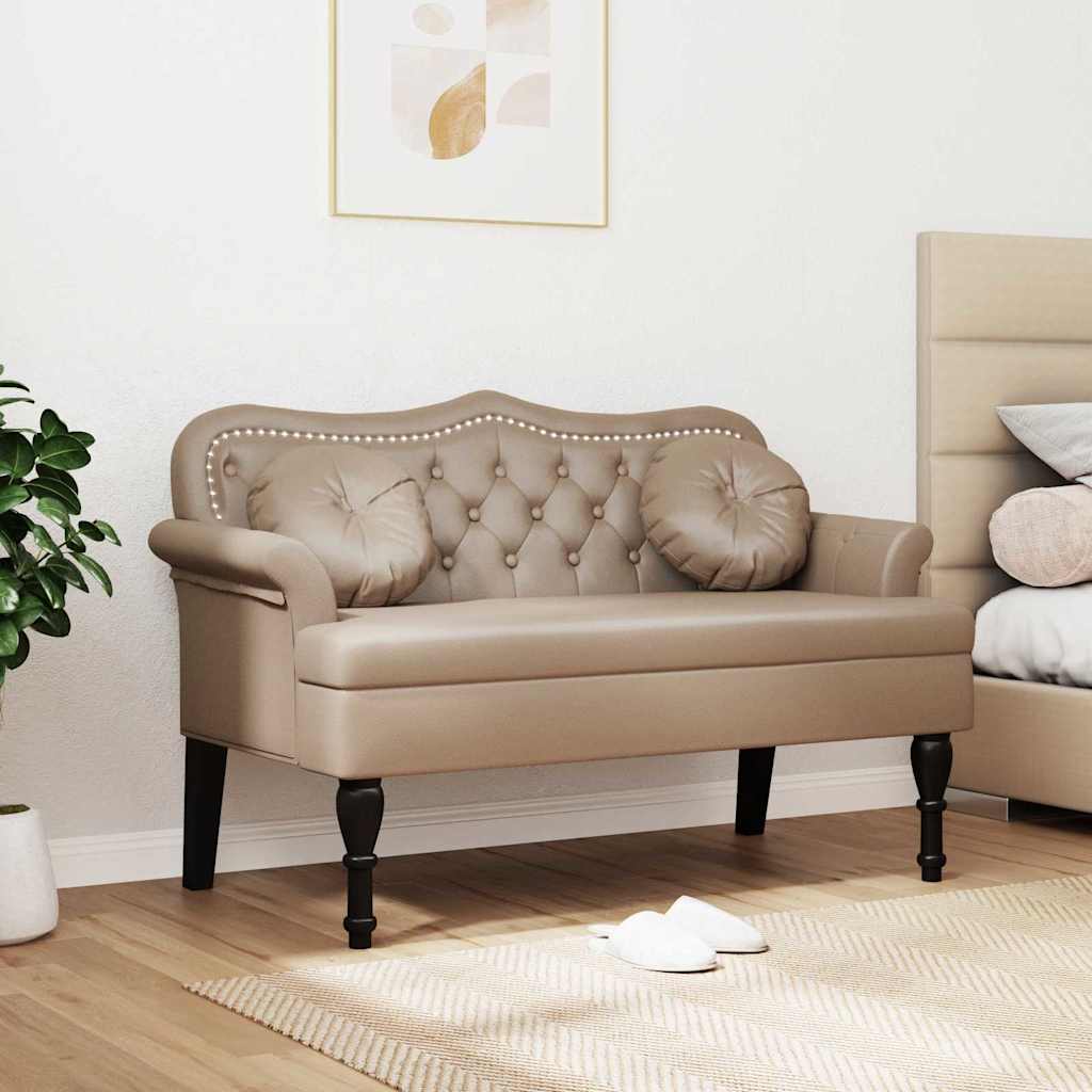 Panca Chesterfield con cuscino Cappuccino 120,5 x 65 x 75 cm