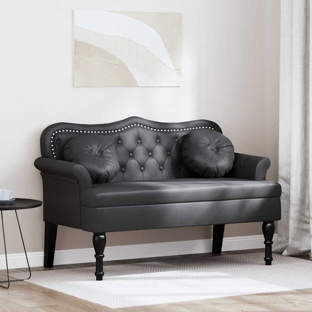 Panca Chesterfield Nero 120,5 x 65 x 75 cm Pelle Sintetica 42019284