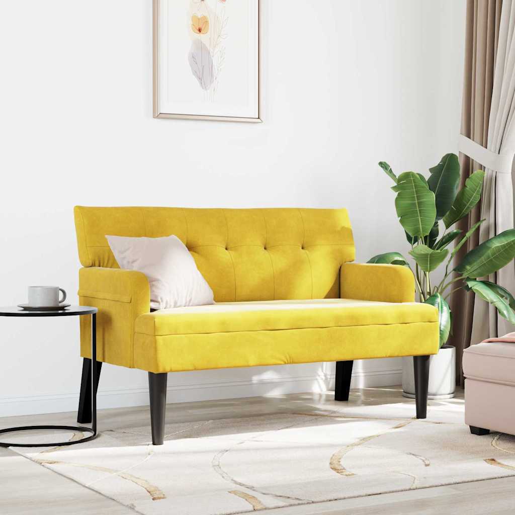 Panca Chesterfield Giallo 112 x 65.5 x 75 cm Velluto 42019292