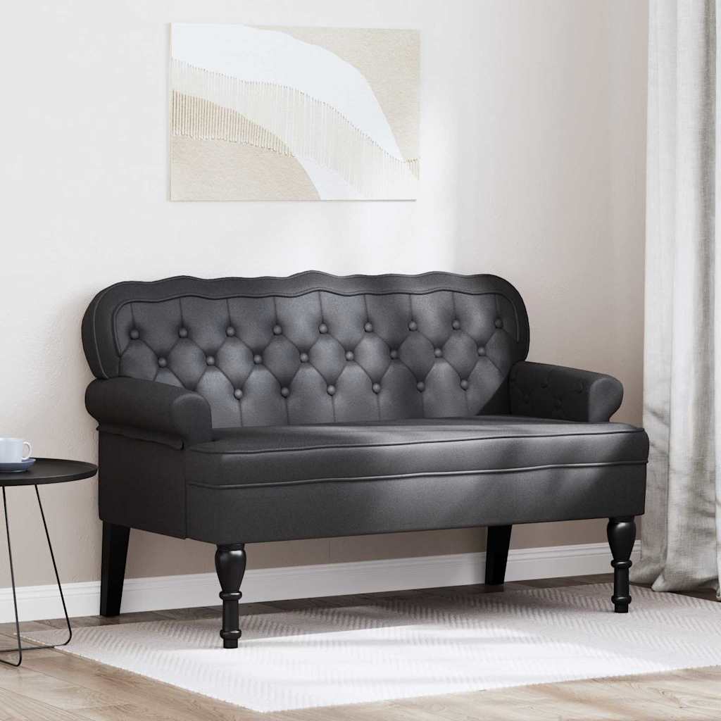 Panca Chesterfield Nero 119.5 x 64.5 x 75 cm Pelle Sintetica 42019299