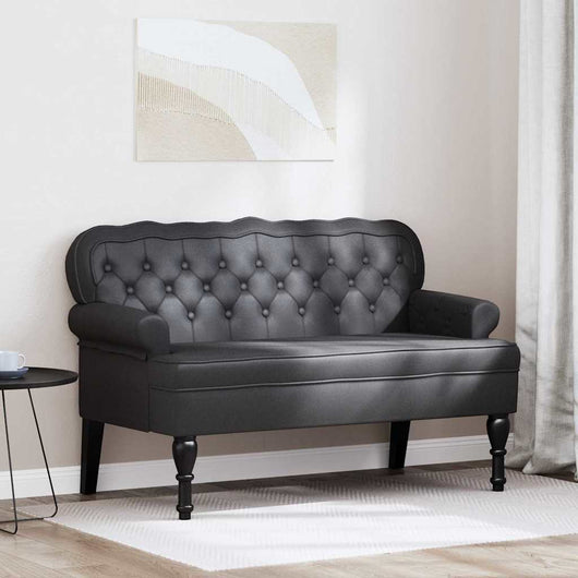 Panca Chesterfield Nero 119.5 x 64.5 x 75 cm Pelle Sintetica 42019299