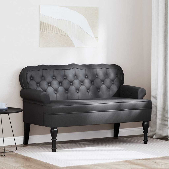 Panca Chesterfield Nero 119.5 x 64.5 x 75 cm Pelle Sintetica 42019299