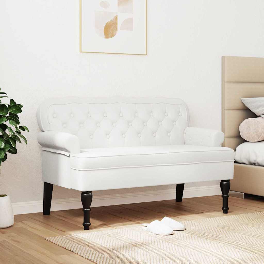Panca Chesterfield Bianco 119.5 x 64.5 x 75 cm Pelle Sintetica 42019300