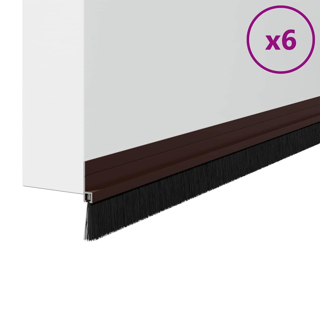 Spazzole per porte autoadesive 6 pcs Marrone 100 cm 42019418