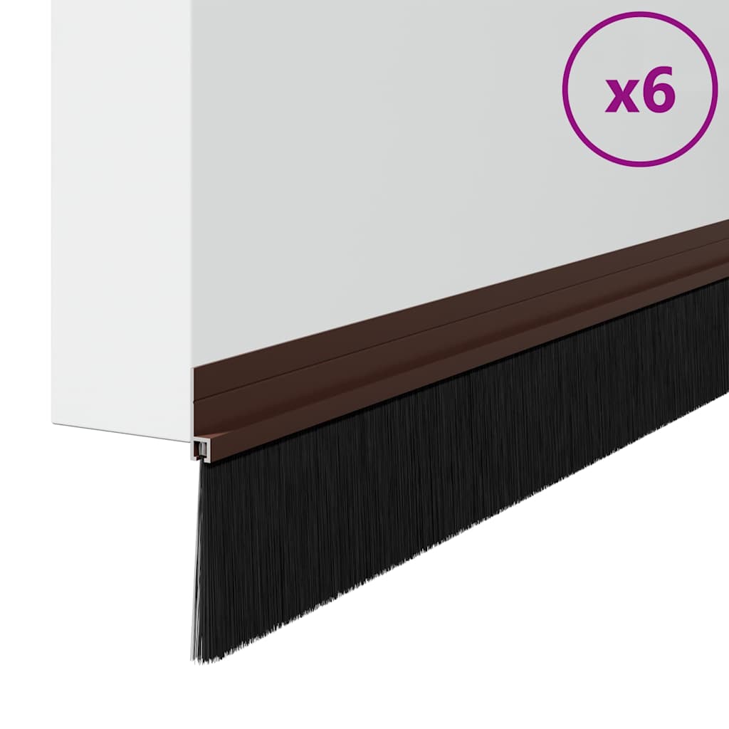 Spazzole per porte autoadesive 6 pcs Marrone 100 cm 42019419