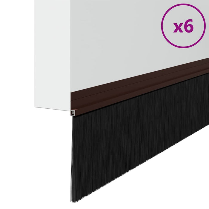 Spazzole per porte autoadesive 6 pcs Marrone 100 cm 42019421