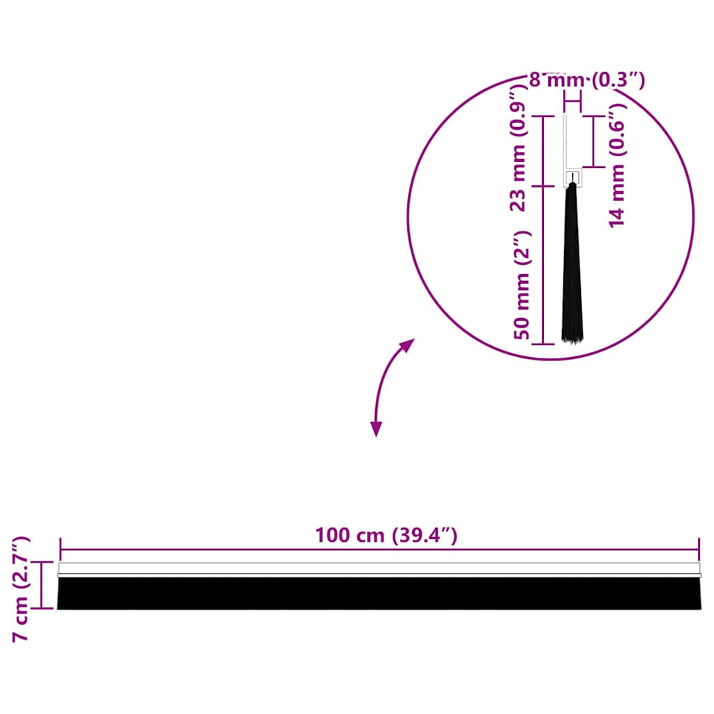 Spazzole per porte autoadesive 12 pcs Marrone 100 cm 42019423