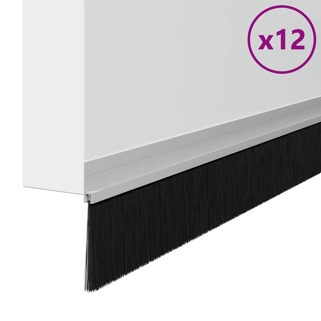 Spazzole per porte autoadesive 12 pcs Argento 100 cm 42019471