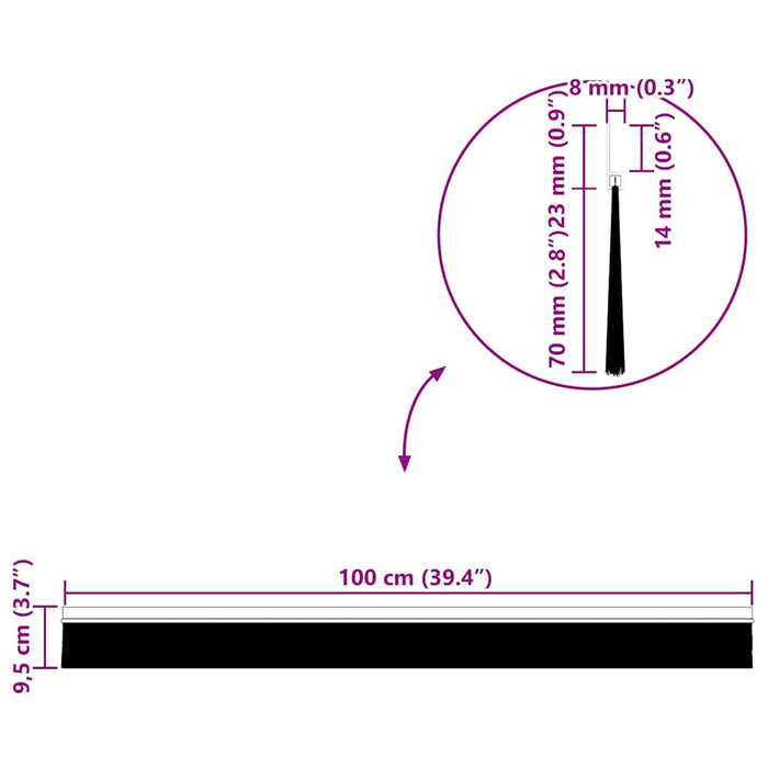 Spazzole per porte autoadesive 12 pcs Argento 100 cm 42019472