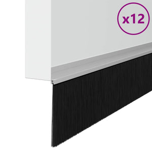 Spazzole per porte autoadesive 12 pcs Argento 100 cm 42019473