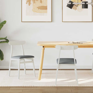 Sedia da pranzo 2 pcs Bianco e Grigio Legno Massello 42020487