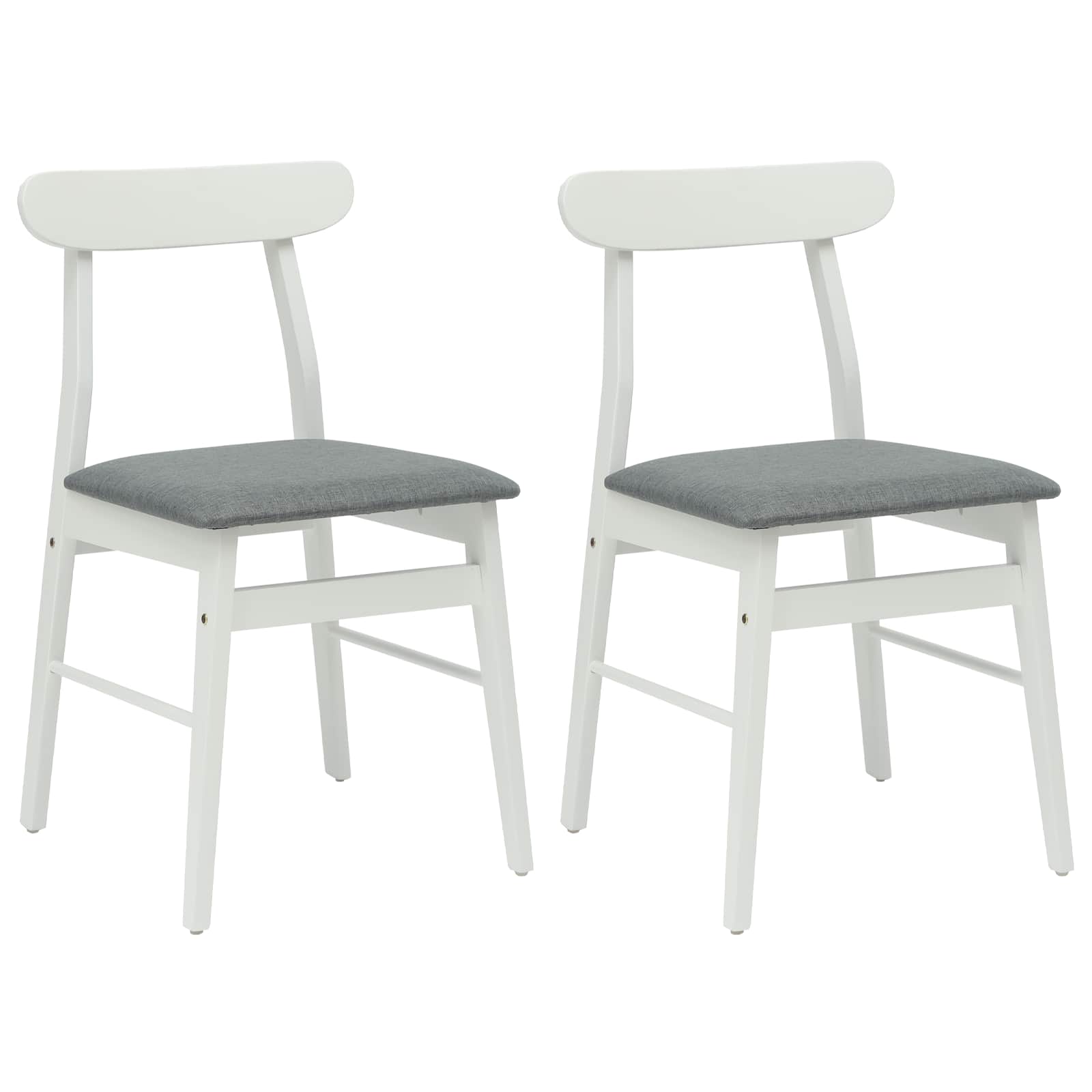 Sedia da pranzo 2 pcs Bianco e Grigio Legno Massello 42020487
