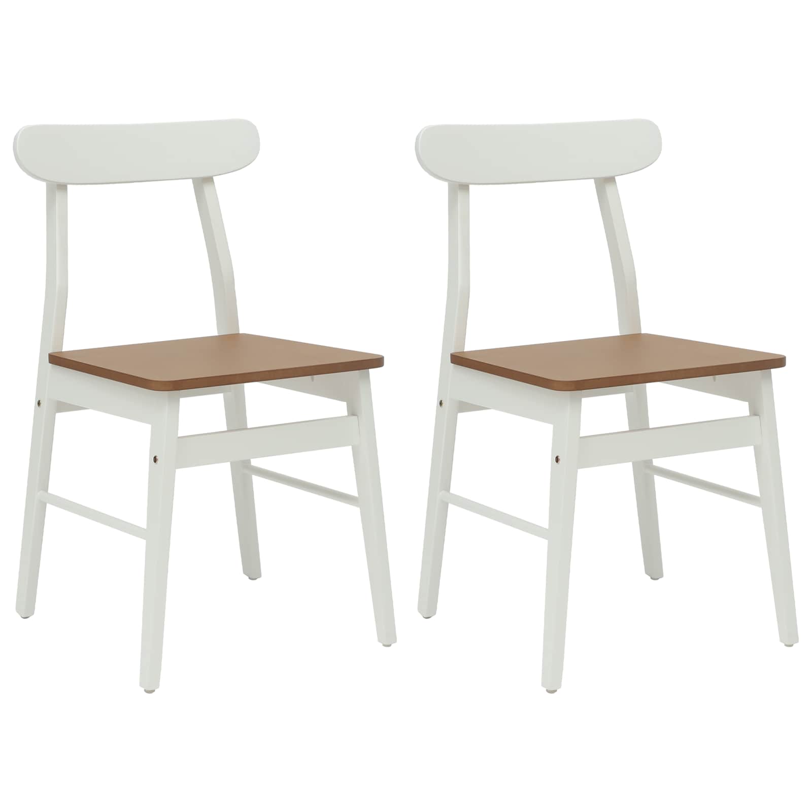 Sedia da pranzo 2 pcs Bianco e Naturale Legno Massello 42020488