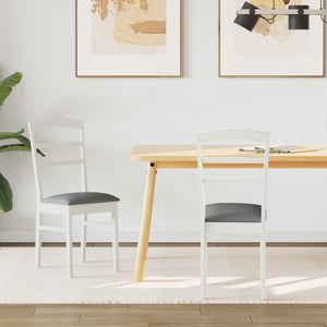 Sedia da pranzo 2 pcs Bianco e Grigio Legno Massello 42020496