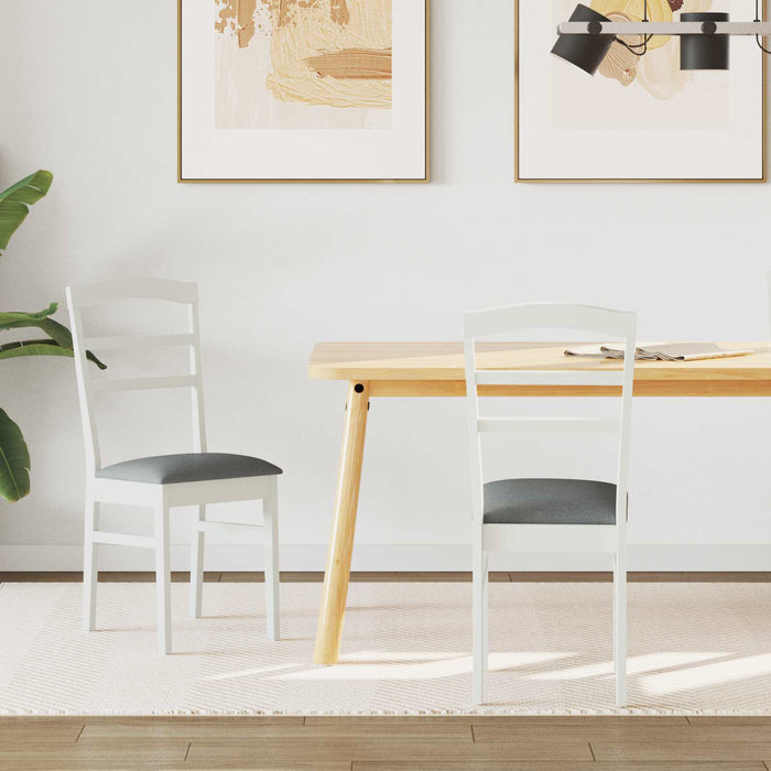 Sedia da pranzo 2 pcs Bianco e Grigio Legno Massello 42020496