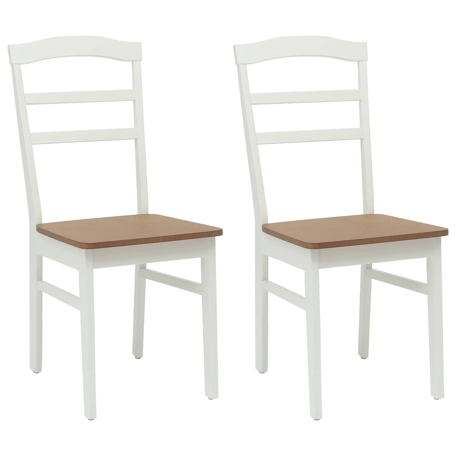 Sedia da pranzo 2 pcs Bianco e Naturale Legno Massello 42020497