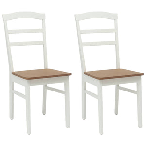 Sedia da pranzo 2 pcs Bianco e Naturale Legno Massello 42020497