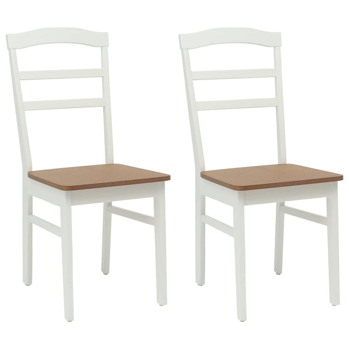 Sedia da pranzo 2 pcs Bianco e Naturale Legno Massello 42020497