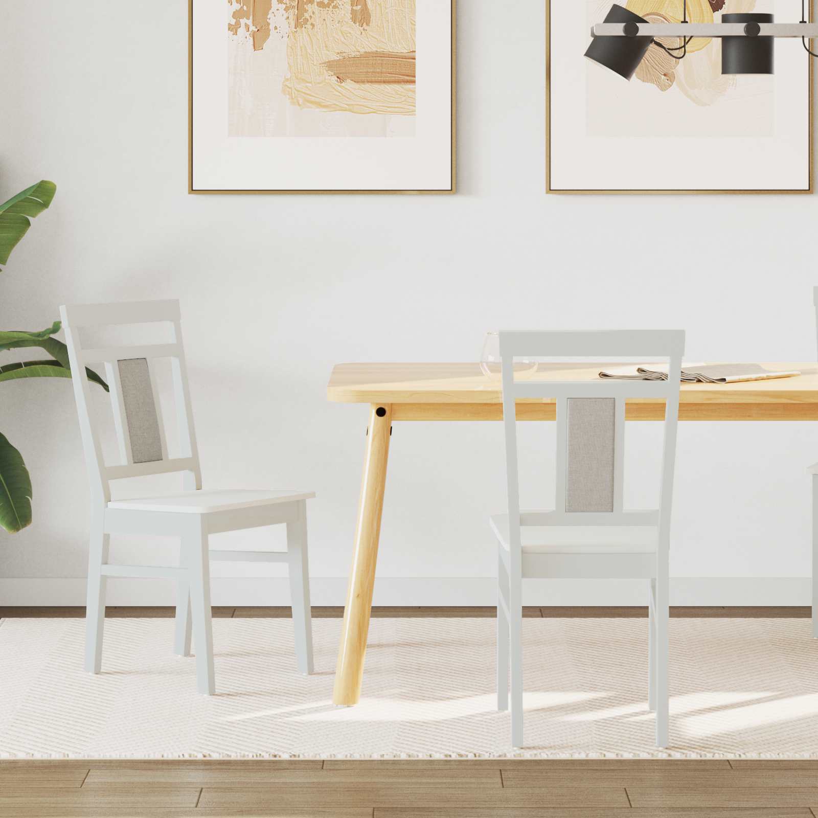 Sedia da pranzo 2 pcs Bianco Legno Massello 42020507