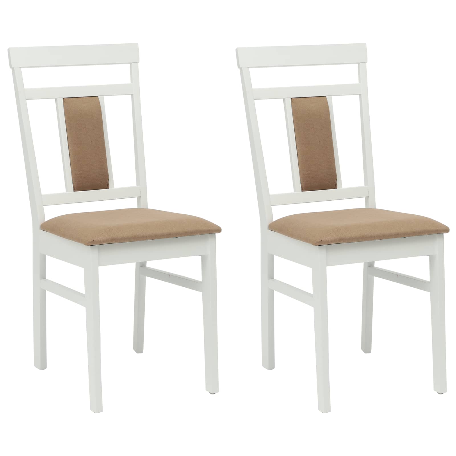 Sedia da pranzo 2 pcs Bianco e marrone Legno Massello 42020508