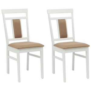 Sedia da pranzo 2 pcs Bianco e marrone Legno Massello 42020508
