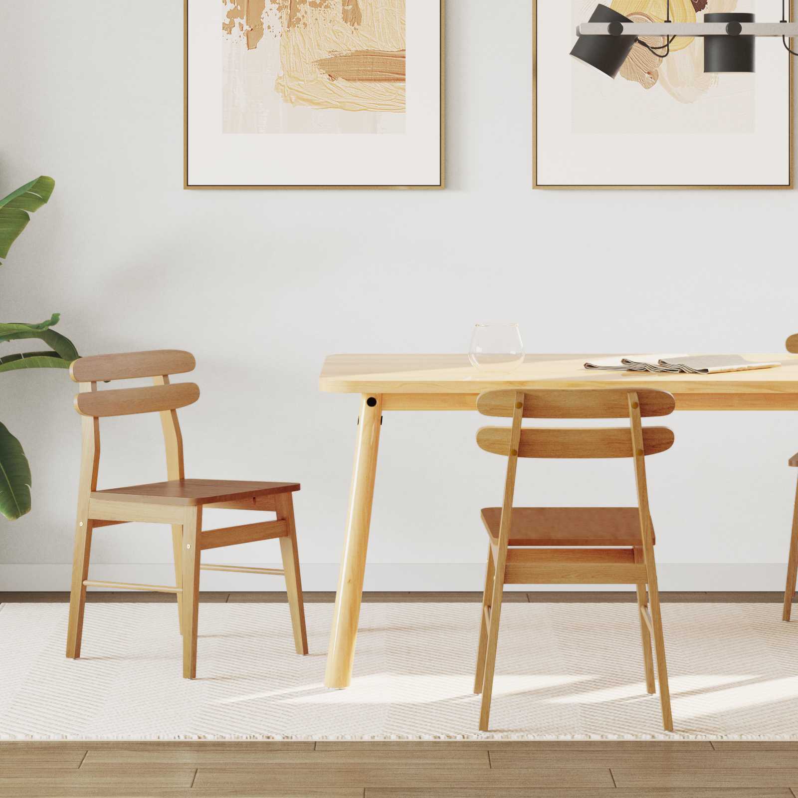 Sedia da pranzo 2 pcs Naturale Legno Massello 42020513